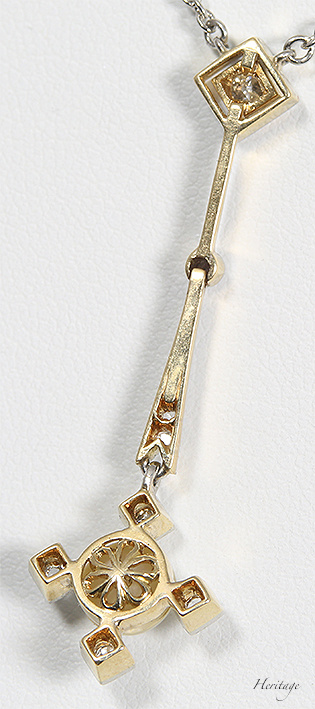 エドワーディアンの天然真珠＆ダイヤモンドを使ったスタイリッシュなアンティーク・ネックレスのゴールドバックの裏側