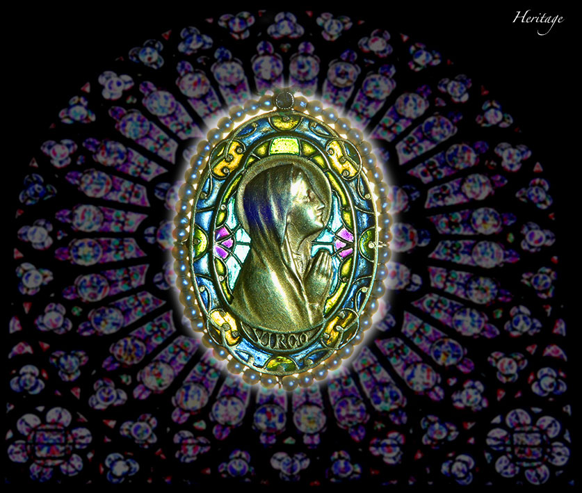 バラ窓のマリアのプリカジュール・エナメルのフランス・アンティークのメダイ