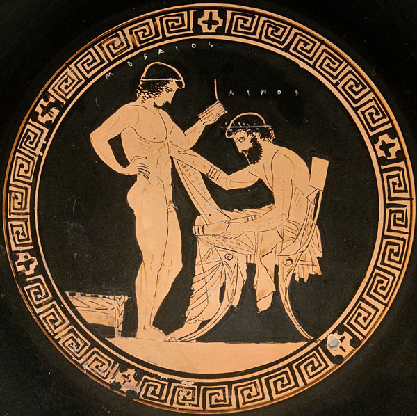 古代ギリシャのメアンダー模様の皿　レスリングの練習場