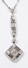 メアンダー模様のアールデコのダイヤモンドネックレス