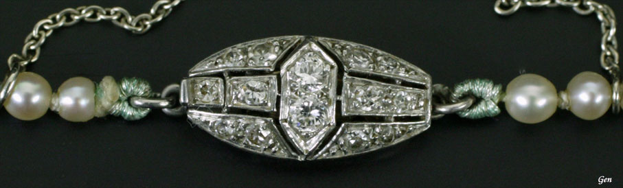 オールドヨーロピアンカット・ダイヤモンドの天然真珠ネックレスのクラスプ
