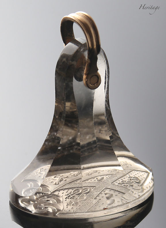 インタリオ　スモーキークォーツ　煙水晶　フォブシール　紋章　イギリス　18世紀　アンティークジュエリー　アールクレール　透明な芸術