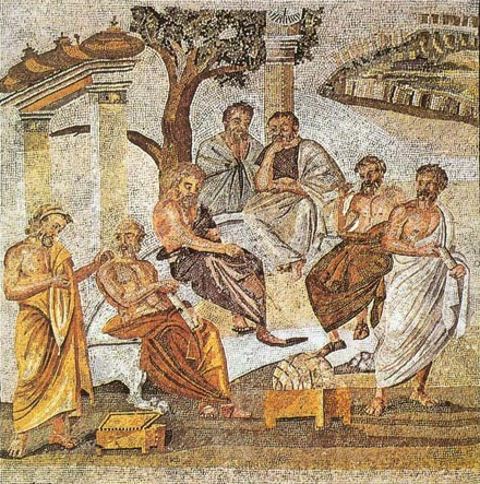 プラトン時代のアカデミアを描いた古代ローマのモザイク