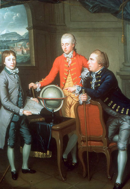 グランドツアー中のハミルトン公爵と弟と引率の師　