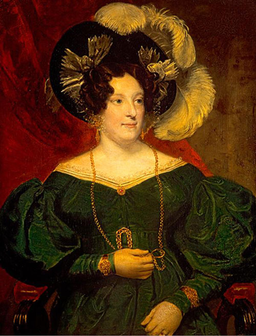 イギリス国王ジョージ4世の妃キャロライン・オブ・ブランズウィックがジョージアンのロング・ゴールドチェーンを着用した肖像画