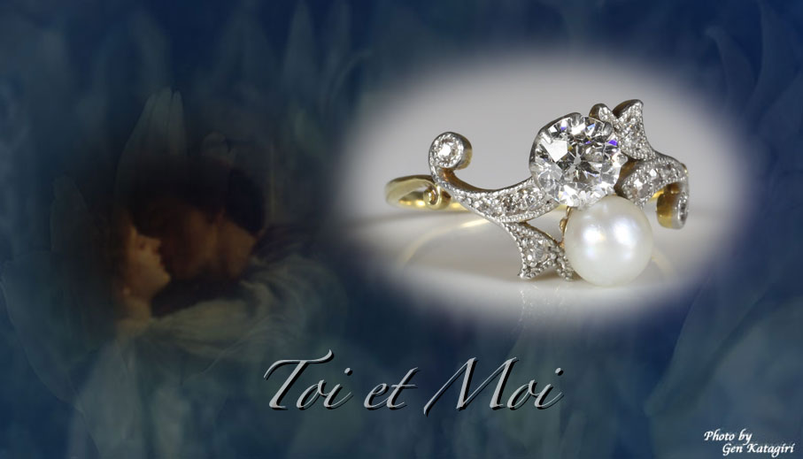 天然真珠＆オールドヨーロピアンカット・ダイヤモンドのトワエモアの婚約指輪