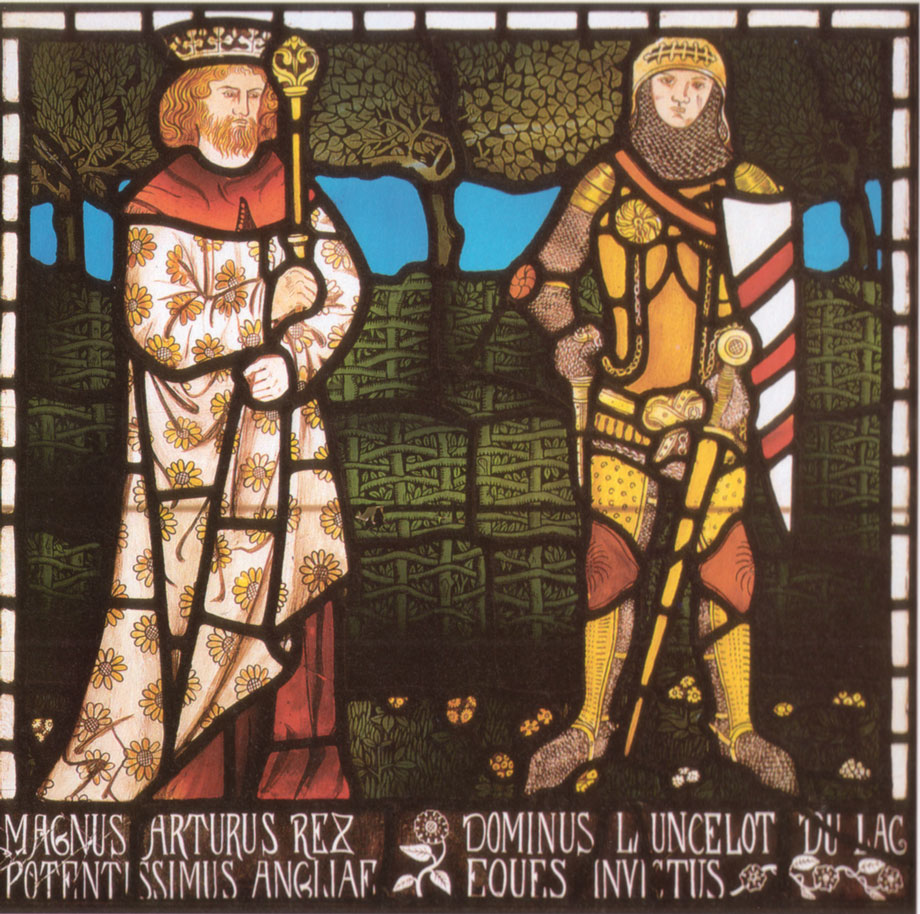 『アーサー王と騎士ランスロット』ウィリアム・モリスによるステンドグラス