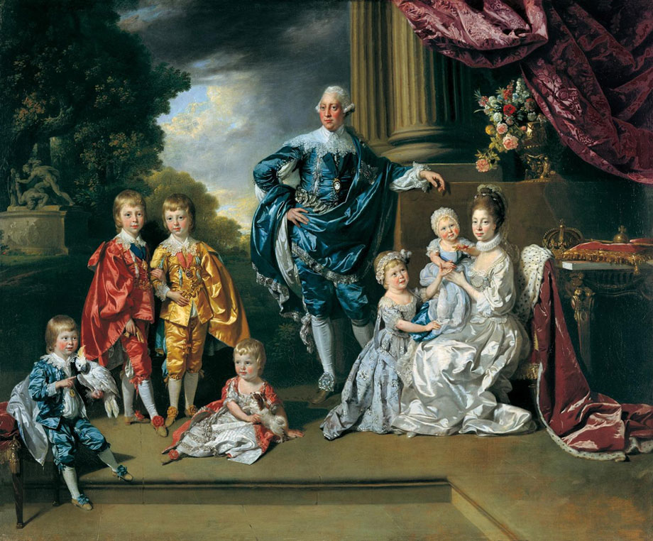 イギリス王ジョージ3世とシャーロット夫妻と上の6人の子供たち（1770年）