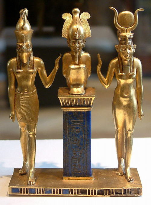 黄金で作られた古代エジプトのホルス＆オシリス＆イシス