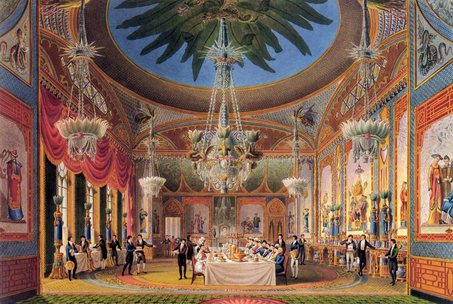 ジョージ4世が改装させたロイヤルパビリオンのシノワズリーの宴会室（1826年）