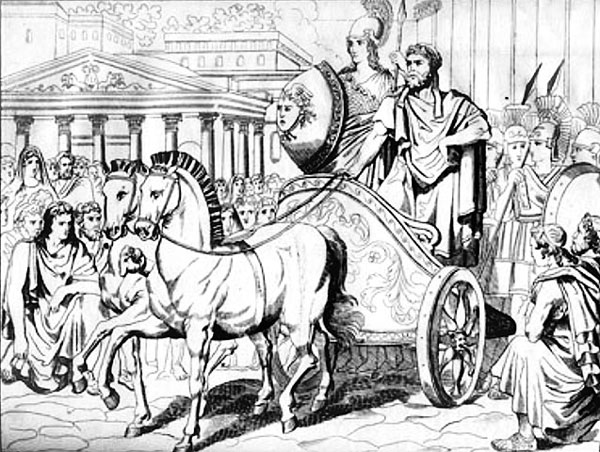 偽アテナを連れて凱旋するアテナイ僭主ペイシストラトス