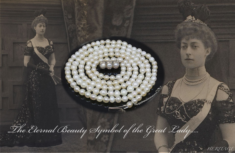 ヨーロッパの王侯貴族の富と権力の象徴だった天然真珠のセミロング・ネックレス