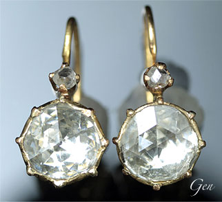 1860年代のフランスのダッチローズカット・ダイヤモンドのピアス