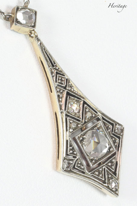 透明感と煌めきが美しいエドワーディアンのローズカット・ダイヤモンド・ネックレス　アンティーク・ジュエリー