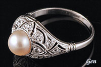 アール・デコのボンブグラセをモチーフにした天然真珠の初期ボンブリング
