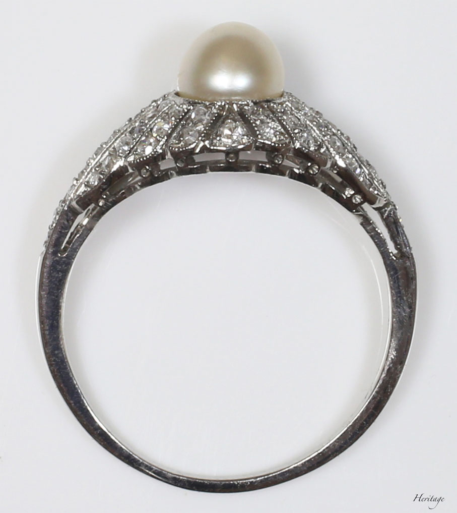 アールデコの天然真珠の最高級ボンブリング | アンティークジュエリー