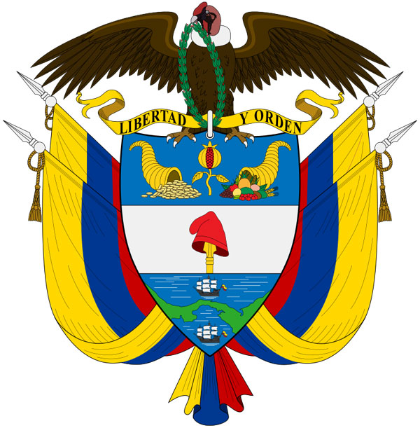 コルヌコピアが描かれたコロンビアの紋章