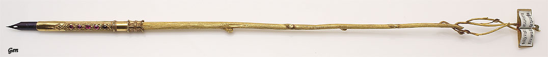 ジョージアンの素晴らしい楽譜モチーフのゴールドのペン