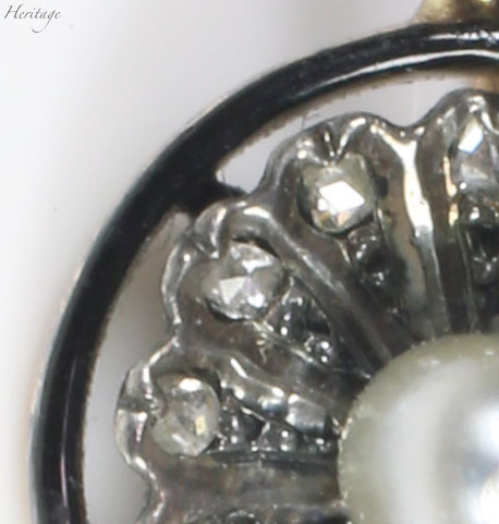 天然真珠、ローズカット・ダイヤモンド　ピアス　アンティークジュエリー