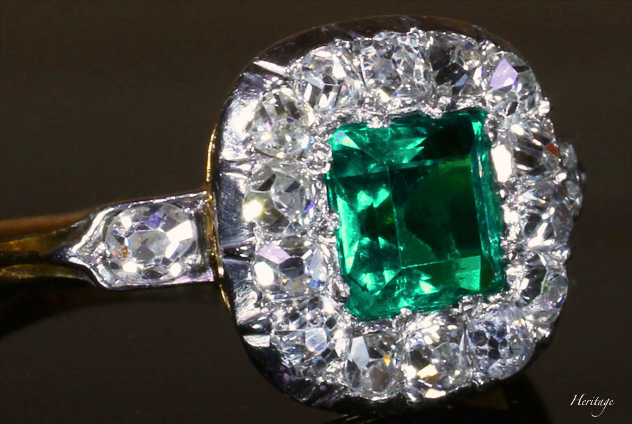 天然エメラルド＆ダイヤモンドの最高級リング| アンティークジュエリー