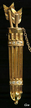 エロス（キューピッド）を象徴する黄金の矢＆矢筒のアンティーク・ブローチ