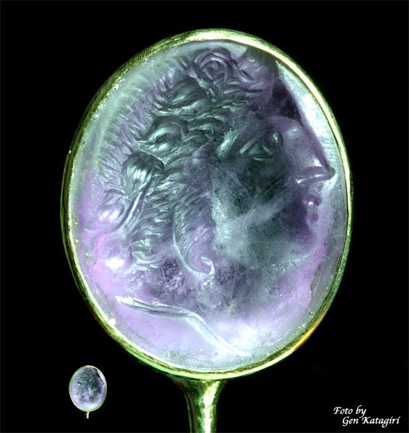 アレキサンダー大王の古代ギリシャ（ヘレニズム）のアメジスト・インタリオのクラバットピン