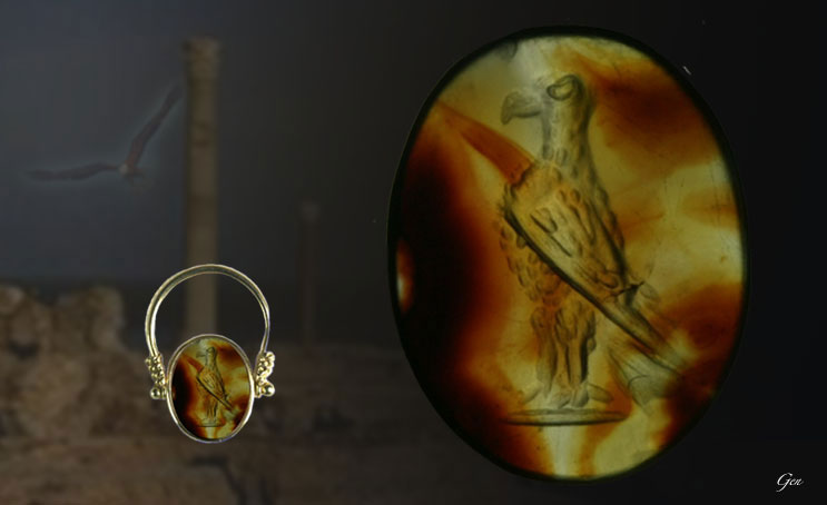 鷲に化身したゼウスの古代ローマの幻想的なインタリオ