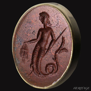 人魚をモチーフとした古代ローマのインタリオ