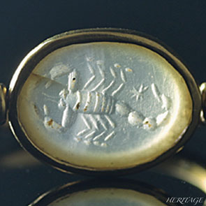 蠍座をモチーフとした古代ローマのカルセドニー・インタリオ