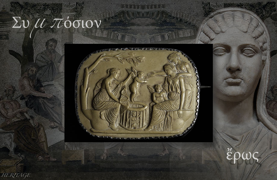 古代ローマ『キューピッド・セラー』のラーヴァカメオ・ブローチ