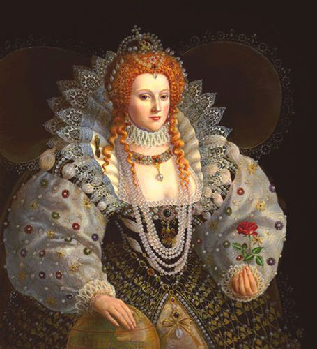 ルネサンス期のドレスと天然真珠ネックレスで着飾った「処女王」エリザベス1世