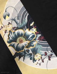 昭和初期の芙蓉と小菊のアールデコの帯