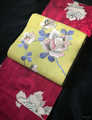薔薇のアンティーク着物＆刺繍帯