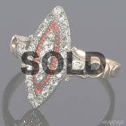ジョージアンのレッド・ギロッシュエナメルのダイヤモンド・リング　アンティーク　指輪