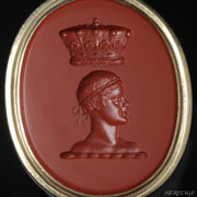 イギリス貴族アンズリー家の紋章を彫刻したマウントノリス伯爵のジョージアンのレッドジャスパー・フォブシール