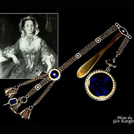 アメリカ最初の時計メーカー　RUNDELL＆BRIDGE　英国王室御用達　シャトレーン　時計　エナメル　18世紀