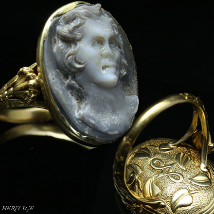 ディオニュソスをモチーフとした古代ローマの貴重なカメオを18世紀のシャンクにセットしたミュージアムピースの指輪