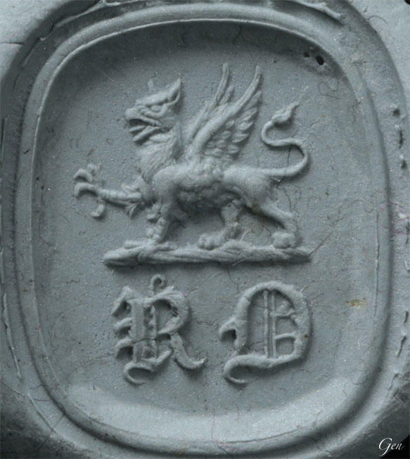 ジョージアンのグリフィンの紋章インタリオの彫り