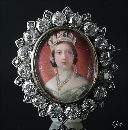 ヴィクトリア女王　ダイヤモンド　ミニアチュール　ブローチ　インド皇帝　下賜