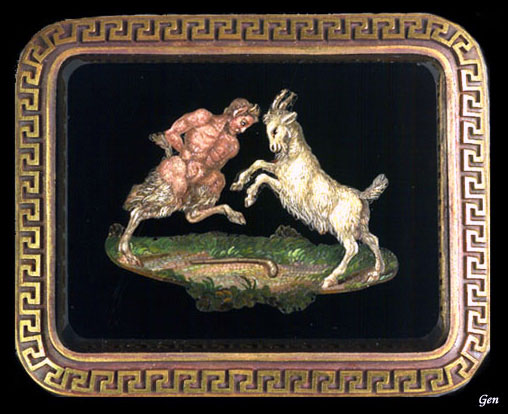 「戦う牧神と山羊」のローマンモザイク