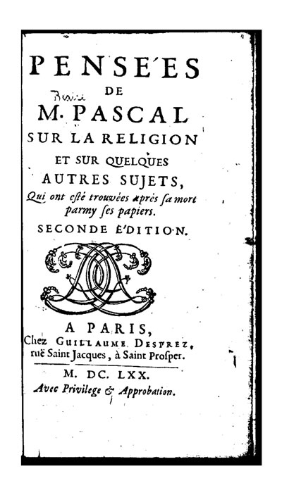 ブレーズ・パスカル　フランス　哲学者　人間は考える葦である　パンセ　17世紀