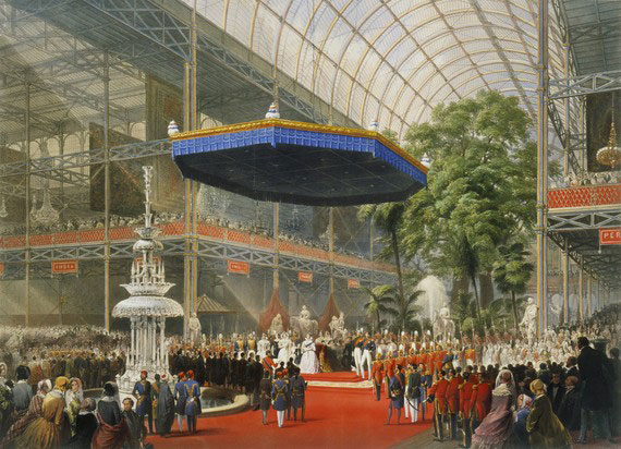 クリスタルパレス（水晶宮）で第一回ロンドン万国博覧会の開幕を宣言するヴィクトリア女王